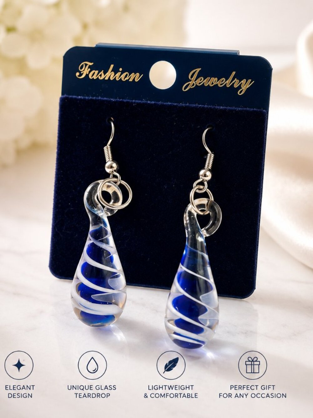 Blue and clear earrings